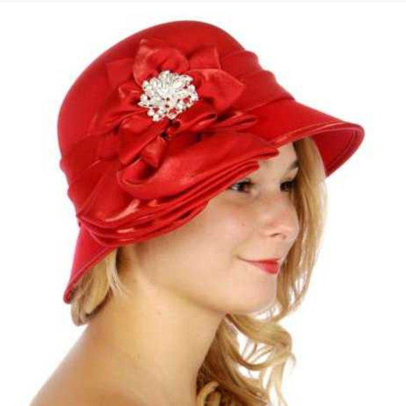 - Multi Layered Ribbon Dress Hat Church hat red - Picture 1 of 3